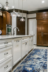 8' Ivory Blue and Gray Medallion Power Loom Distressed Runner Rug