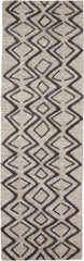 8' Black and Taupe Geometric Hand Tufted Runner Rug