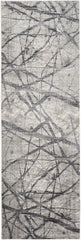 8' Gray and Ivory Abstract Power Loom Distressed Runner Rug