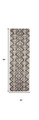 8' Black and Taupe Geometric Hand Tufted Runner Rug