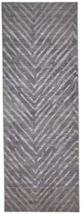 8' Gray and Silver Abstract Distressed Runner Rug