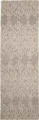 8' Ivory and Tan Geometric Hand Tufted Runner Rug