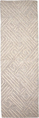 8' Ivory and Tan Geometric Hand Tufted Runner Rug