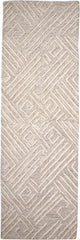 8' Ivory and Tan Geometric Hand Tufted Runner Rug