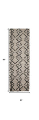 8' Black and Taupe Geometric Hand Tufted Runner Rug
