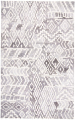 2' x 3' Gray and White Abstract Geometric Hand Tufted Distressed Area Rug