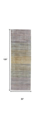 10' Beige and Purple Ombre Hand Woven Runner Rug
