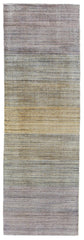 8' Beige and Purple Ombre Hand Woven Runner Rug