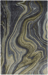 4' x 6' Blue and Green Abstract Hand Tufted Area Rug