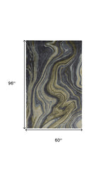 5' x 8' Blue and Green Abstract Hand Tufted Area Rug