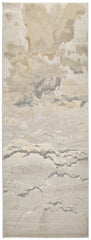 8' Brown and Ivory Abstract Power Loom Runner Rug