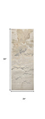 8' Brown and Ivory Abstract Power Loom Runner Rug