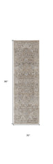 8' Brown and Ivory Medallion Power Loom Distressed Runner Rug