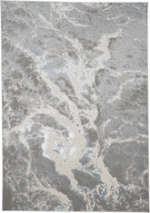 4' x 6' Gray and Ivory Abstract Power Loom Area Rug