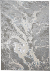 4' x 6' Gray and Ivory Abstract Power Loom Area Rug