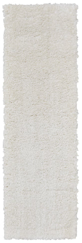 8' White Shag Power Loom Runner Rug