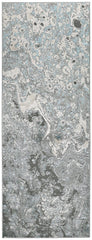 8' Blue and Gray Abstract Power Loom Runner Rug