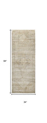 8' Gold and Ivory Medallion Power Loom Runner Rug