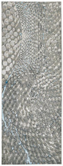 8' Blue and Gray Abstract Power Loom Runner Rug