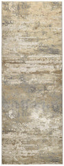 8' Gold and Ivory Abstract Power Loom Runner Rug