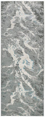 8' Gray and Ivory Abstract Power Loom Runner Rug
