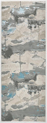 8' Blue and Gray Abstract Power Loom Runner Rug