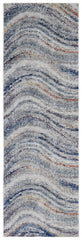 8' Blue and Gray Abstract Power Loom Runner Rug