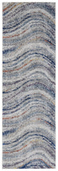 8' Blue and Gray Abstract Power Loom Runner Rug