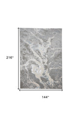 12' X 18' Gray and Ivory Abstract Power Loom Area Rug