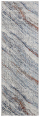 8' Ivory Blue and Orange Abstract Power Loom Runner Rug