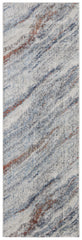 8' Ivory Blue and Orange Abstract Power Loom Runner Rug
