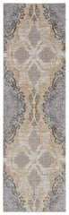 8' Gray and Brown Medallion Power Loom Distressed Runner Rug