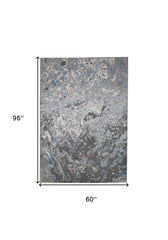 5' x 8' Blue and Gray Abstract Power Loom Area Rug
