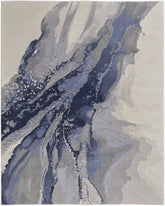 9' x 12' Gray and Ivory Abstract Power Loom Area Rug