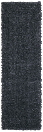 8' Black Shag Power Loom Runner Rug