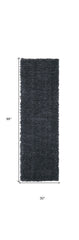 8' Black Shag Power Loom Runner Rug