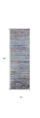 8' Ivory Blue and Orange Abstract Power Loom Runner Rug