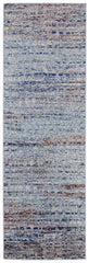 8' Ivory Blue and Orange Abstract Power Loom Runner Rug