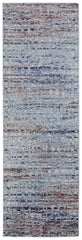 10' Ivory Blue and Orange Abstract Power Loom Runner Rug