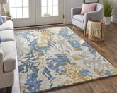 9' x 12' Blue and Gray Abstract Hand Tufted Area Rug