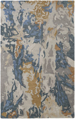 9' x 12' Blue and Gray Abstract Hand Tufted Area Rug