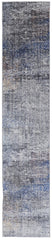 10' Blue and Ivory Abstract Power Loom Distressed Runner Rug