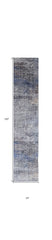 10' Blue and Ivory Abstract Power Loom Distressed Runner Rug