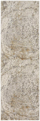 8' Brown and Ivory Abstract Distressed Runner Rug