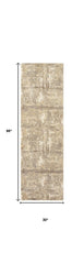 8' Brown and Ivory Abstract Distressed Runner Rug