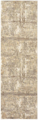 8' Brown and Ivory Abstract Distressed Runner Rug