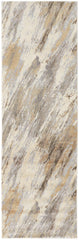 8' Brown and Ivory Abstract Distressed Runner Rug