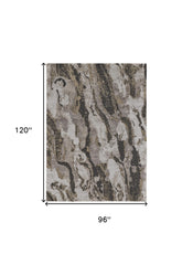 8' x 10' Brown and Ivory Abstract Power Loom Distressed Area Rug