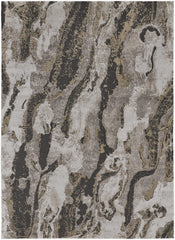 8' x 10' Brown and Ivory Abstract Power Loom Distressed Area Rug