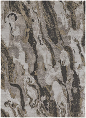 7' x 10' Brown and Ivory Abstract Power Loom Distressed Area Rug